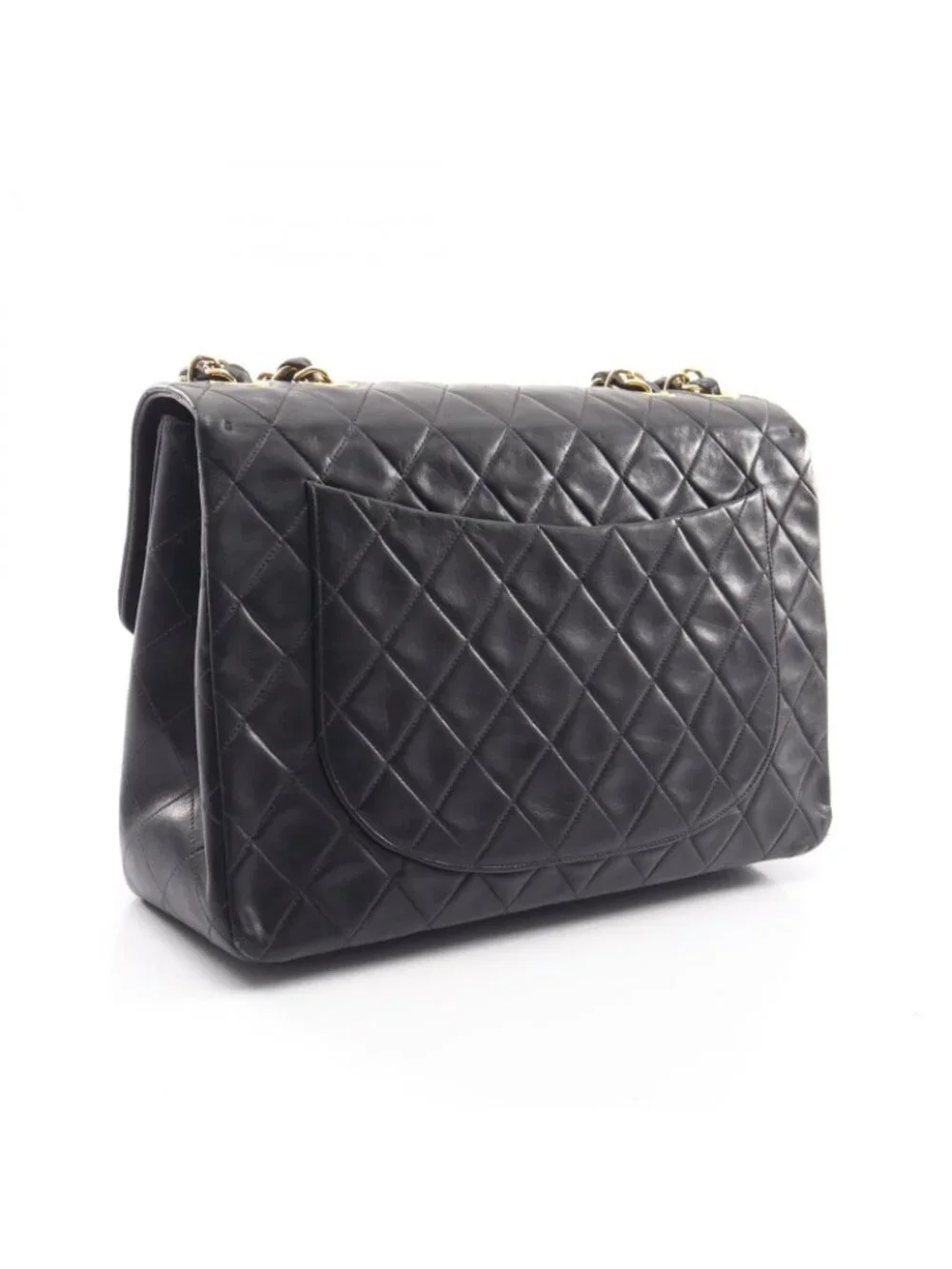 Chanel Shoulder Bag Deca Quilted 34 Black Lambskin Chain